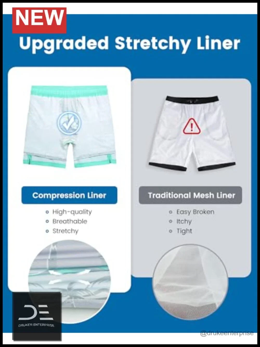 Men's 2 in 1 Swim Trunks with Compression Liner 7 Inch Board Shorts